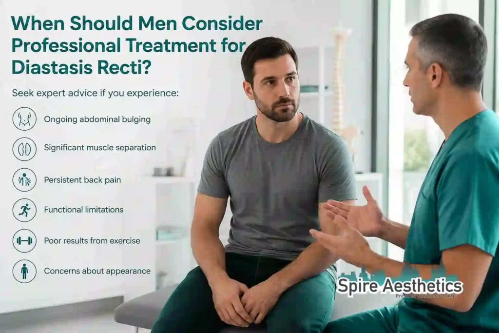 When Should Men Consider Professional Treatment for Diastasis Recti Brent?